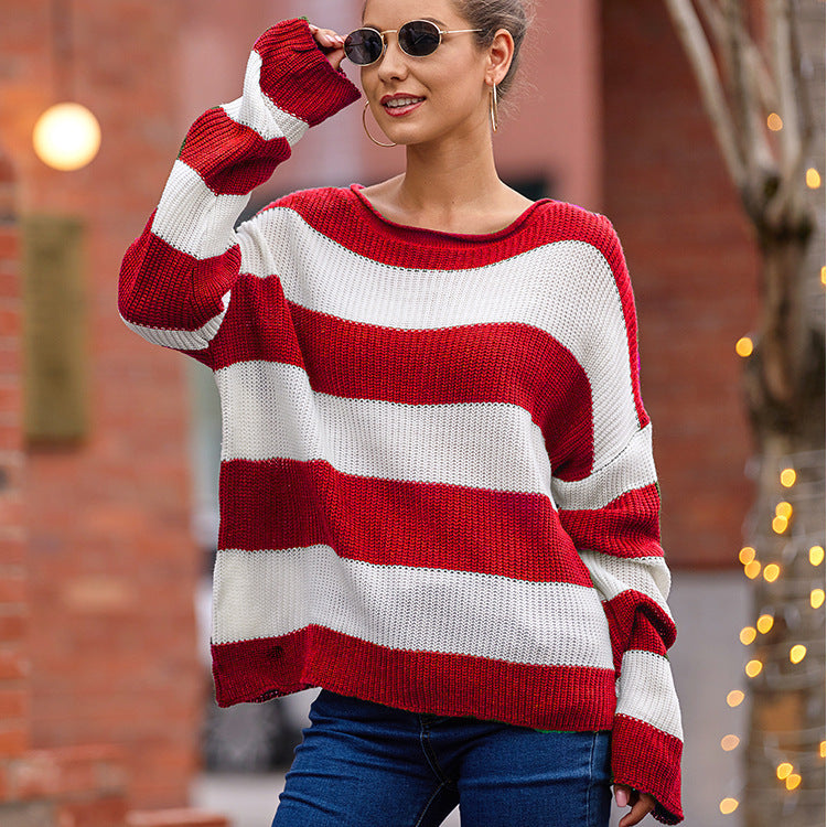 Knitted sweater for women with modern stripes and a relaxed fit Lune London