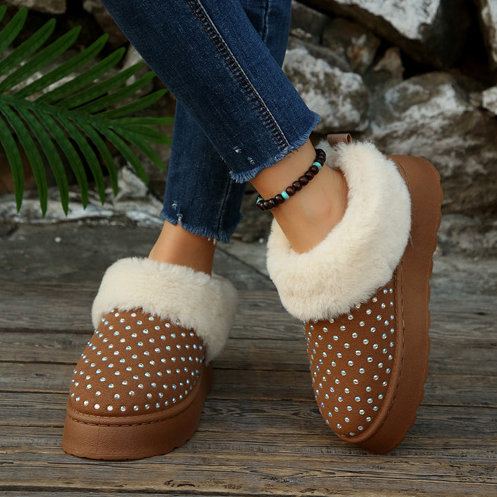 Ladies Soft Slippers with Sparkling Ornaments and Warm Lining Lune London