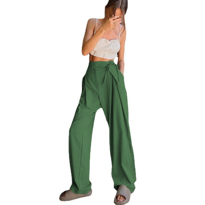 High-waisted wide-leg pants for women with drawstring and elegant pleats Lune London