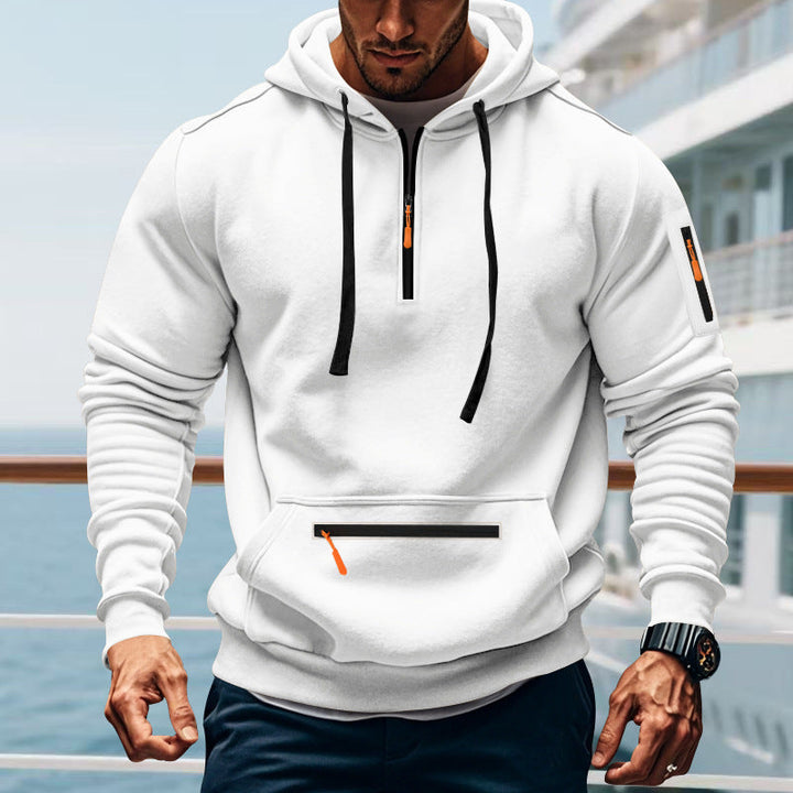 Men's Sporty Hoodie with Practical Two-Way Zipper and Side Pockets Lune London