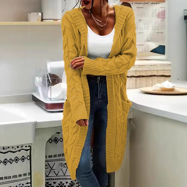 Thick knit cardigan for women with open sleeves and practical pockets Lune London