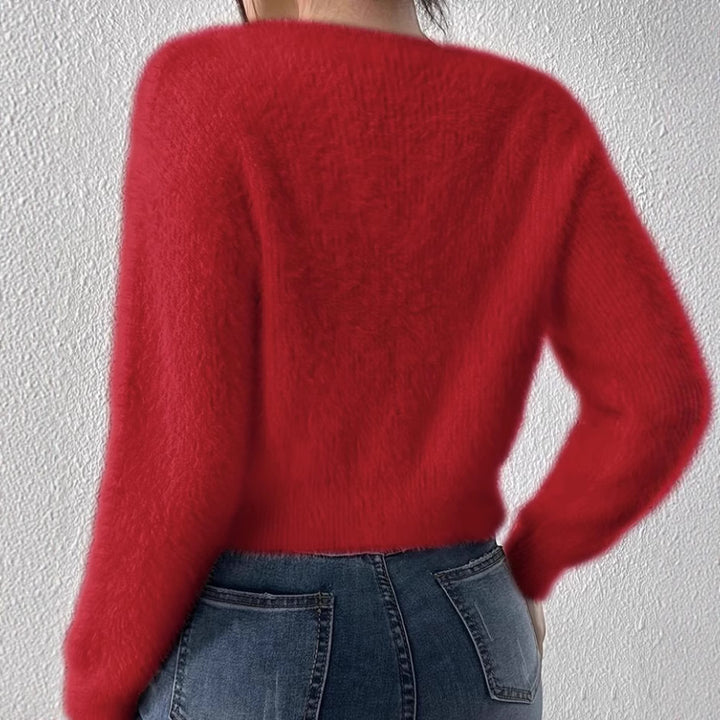 Plaid knit sweater with buttons for women Lune London