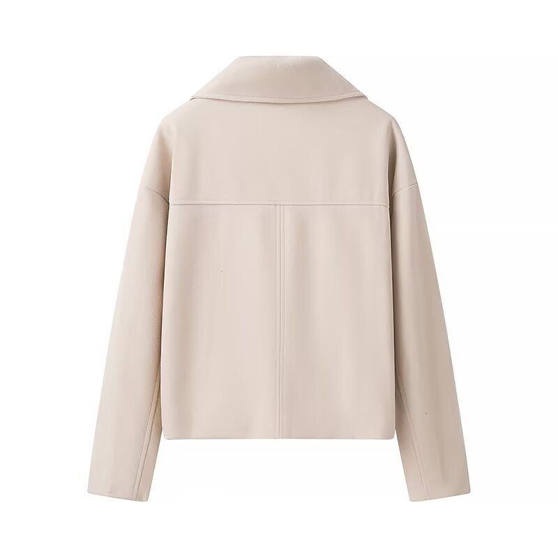 Women's biker jacket, cropped, with double-breasted fastening and side pockets Lune London