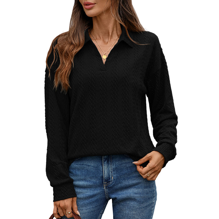 Long sleeve polo shirt for women with structured knitted surface Lune London