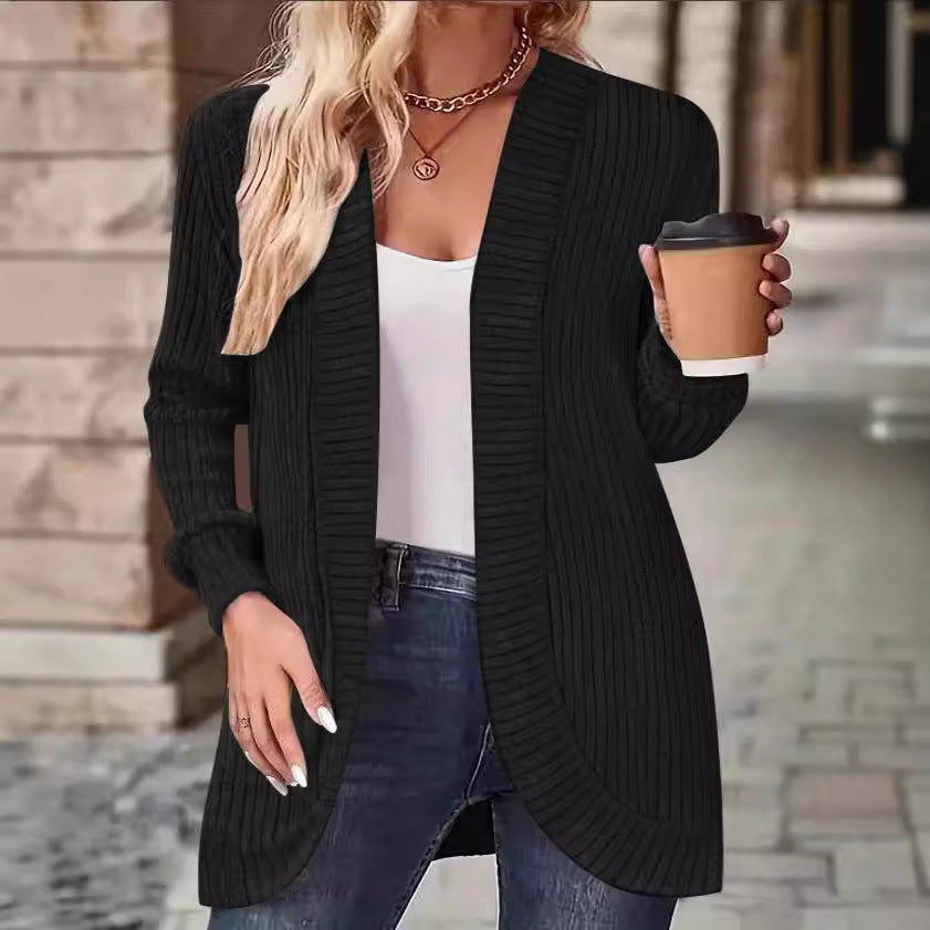 Women’s comfy knit cardigan with modern ribbed pattern Chic and Style