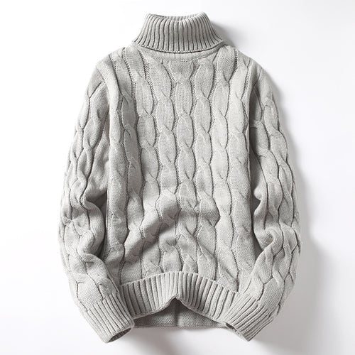 Men's knitted sweater with turtleneck and cable pattern Lune London