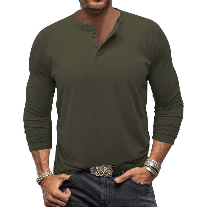 Men's long sleeve Henley shirt with button placket and comfortable fit Lune London
