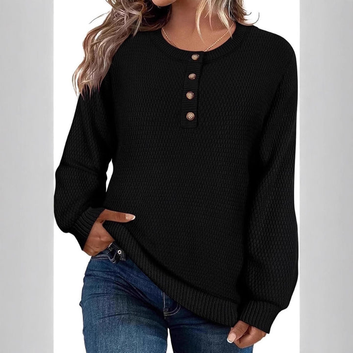 Casual shirt sweater for women with button placket and textured pattern Lune London