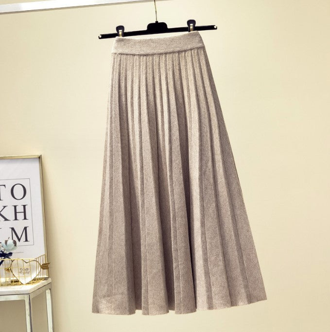 Lune London High-Quality Knit Fabric Pleated Maxi Skirt for Women