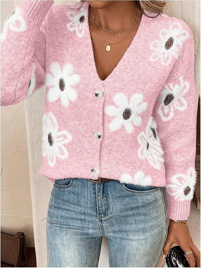 Ladies cozy cardigan with floral pattern Lune London
