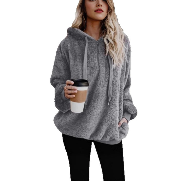 Ladies Oversized Fleece Hoodie with Comfortable Pockets and Drawstring Lune London