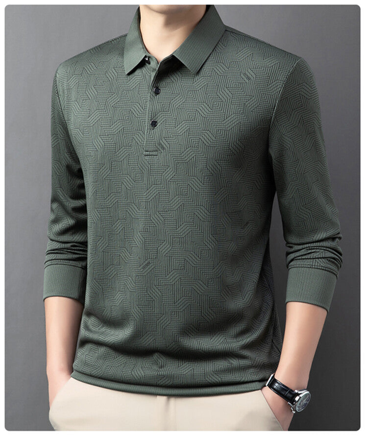 Long sleeve polo shirt for men fashionable with a textured design and breathable properties Lune London