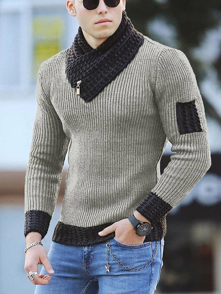 Lune London | Men's knitted pullover with modern collar and zipper