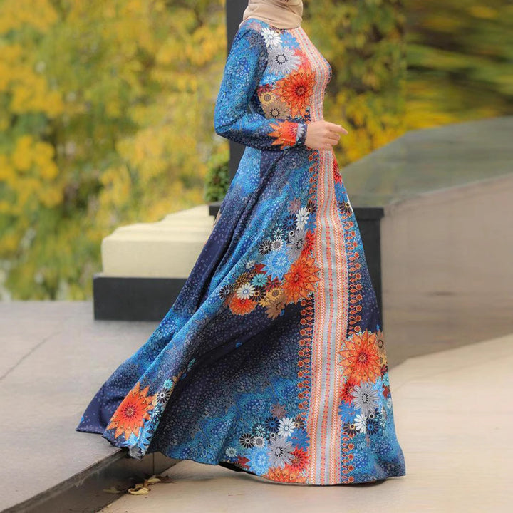 Maxi dress for women with floral accents and elegant, fluid cut Lune London