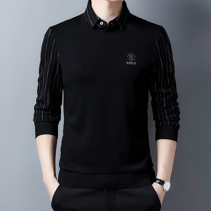 Elegant knitted sweater for men with high-quality texture and a trendy high collar Lune London