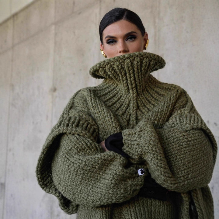 Oversized knitted sweater for women with turtleneck and voluminous sleeves Lune London