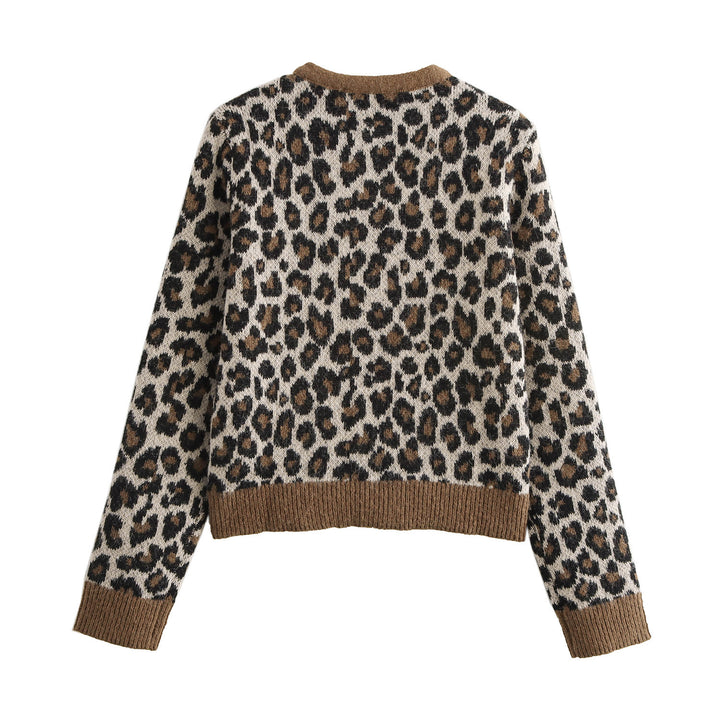 Cardigan en tricot confortable pour femmes avec imprimé animal et poches pratiques Chic & Stil