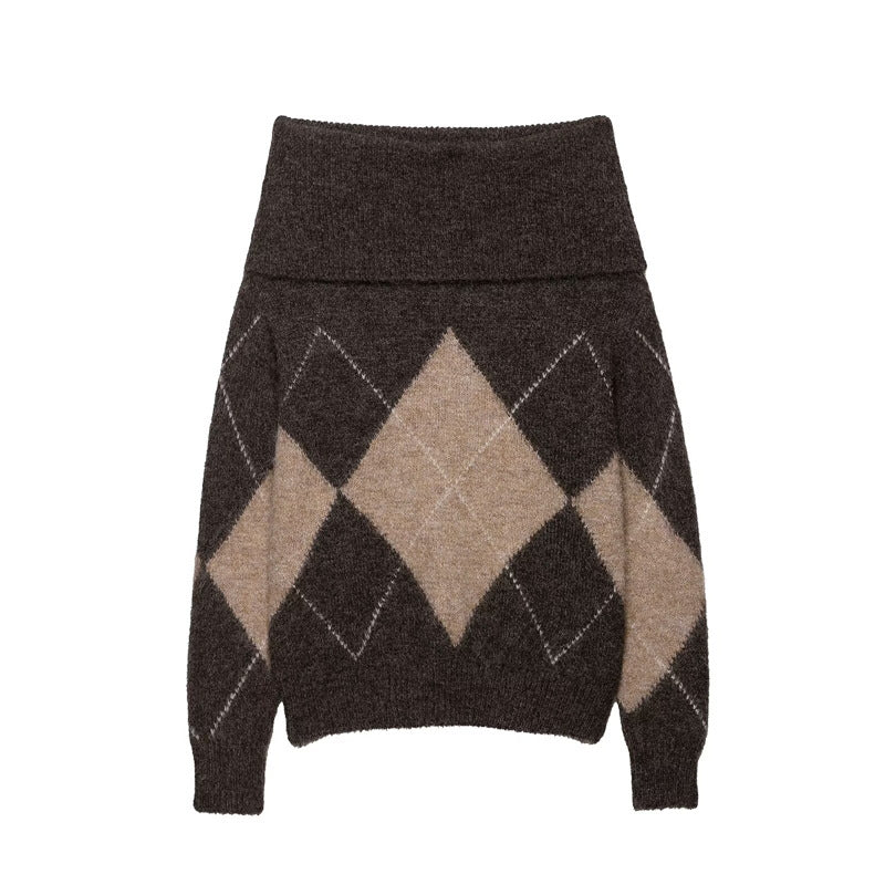 Pull en tricot épais pour femme avec motif en forme de diamant Chic & Stil