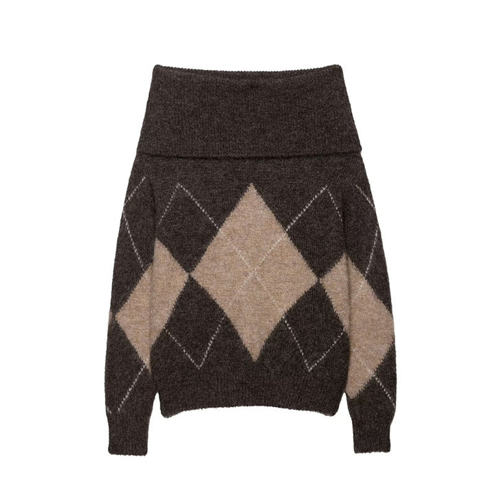 Pull en tricot épais pour femme avec motif en forme de diamant Chic & Stil