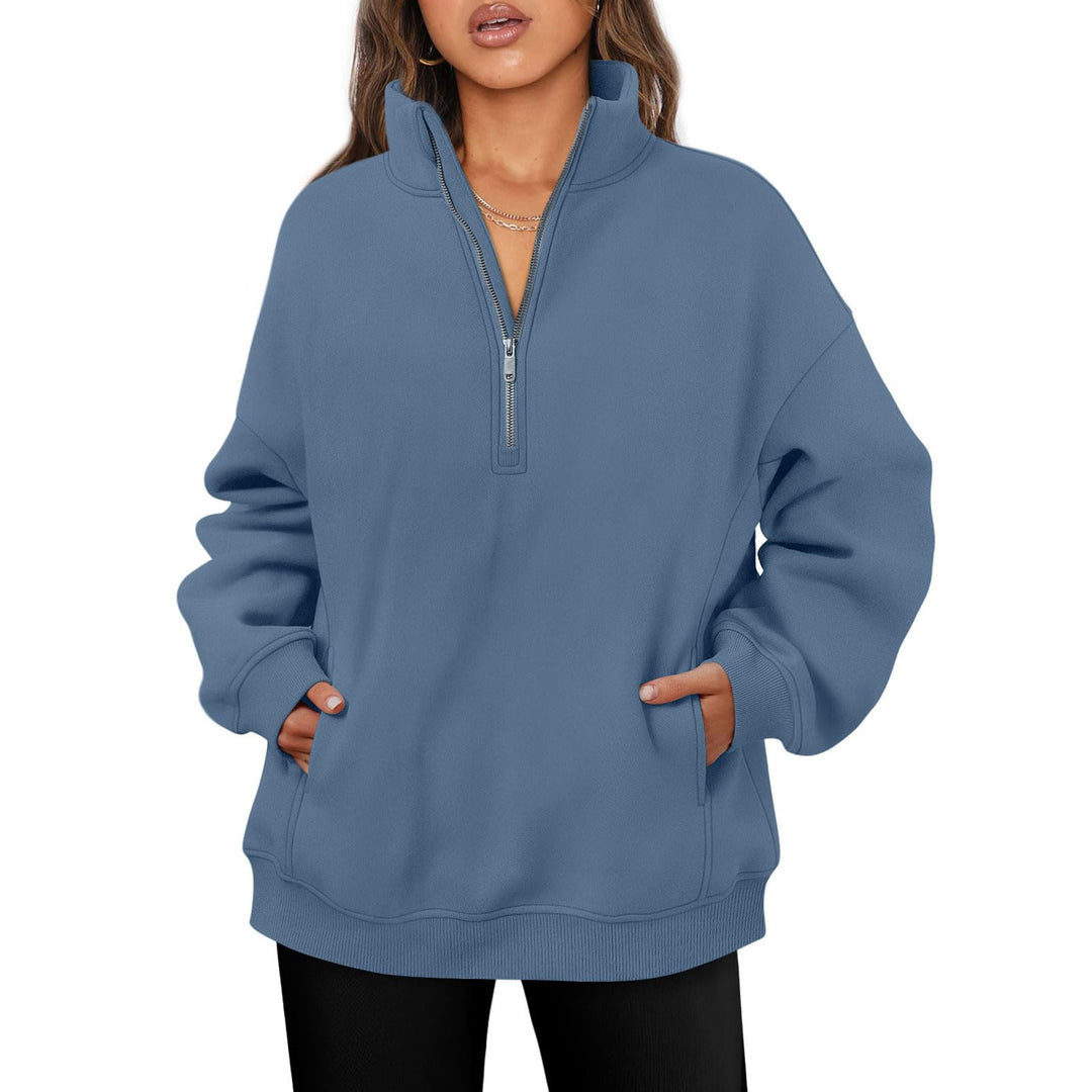 Casual oversized fleece sweater for women with high collar Lune London