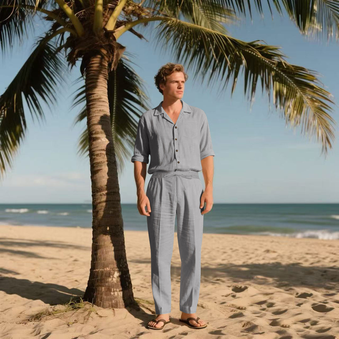 Men's elegant shirt and casual trousers set chic and style
