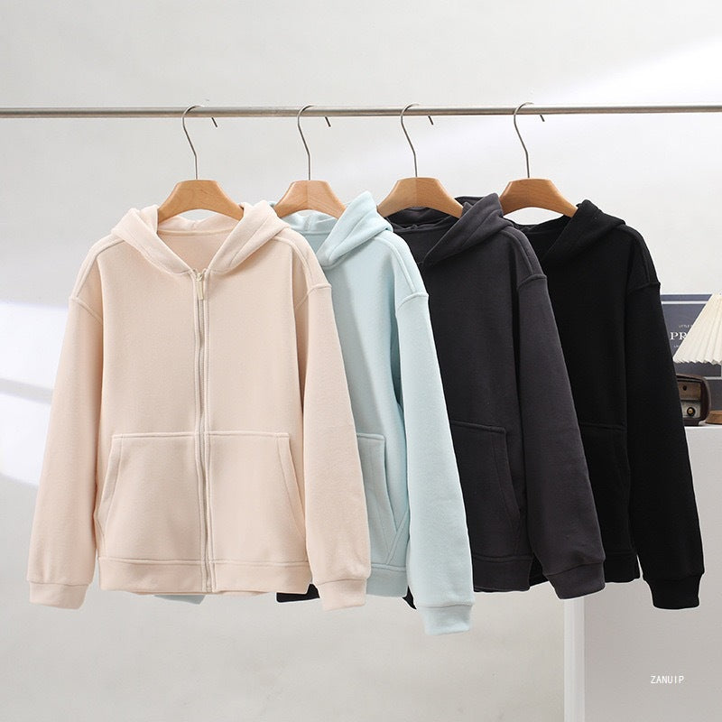 Haut en molleton pour femmes avec zip intégral et poches kangourou Chic & Stil