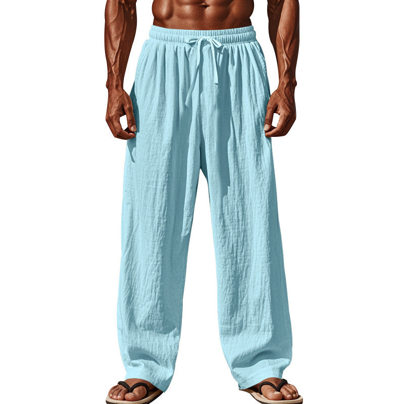 Light beach pants for men with elastic waistband and handy side pockets Lune London