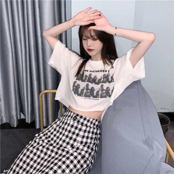 Women's Cropped T-Shirt with creative graphic print and casual fit