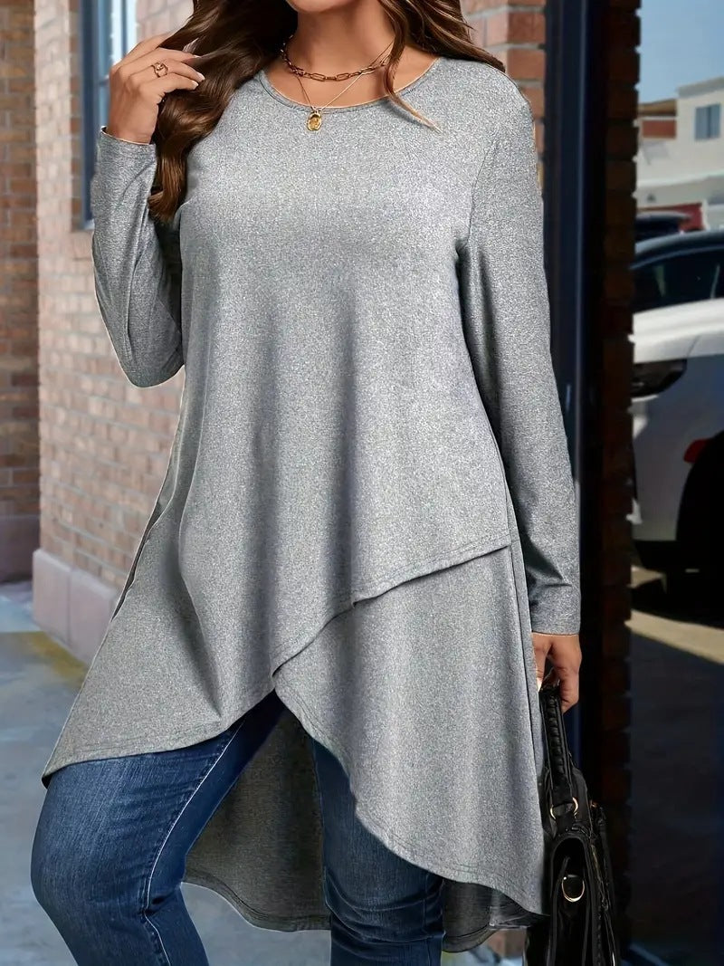 Asymmetrical long-sleeve t-shirt for women with an elegant cut Lune London