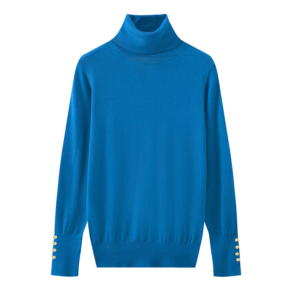 Ladies' turtleneck sweater with elegant button details Lune London