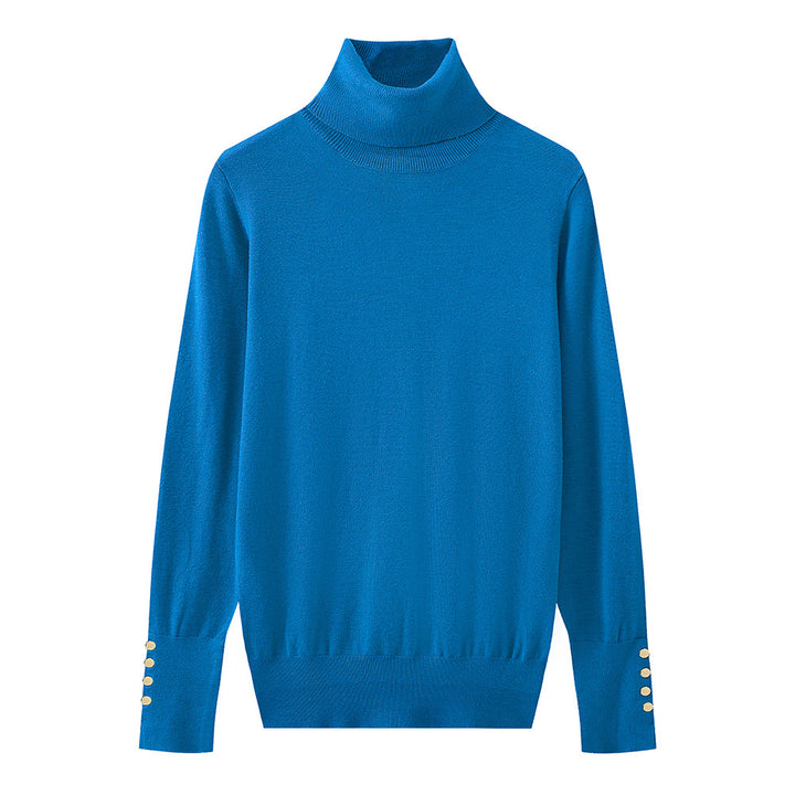 Ladies' turtleneck sweater with elegant button details Lune London