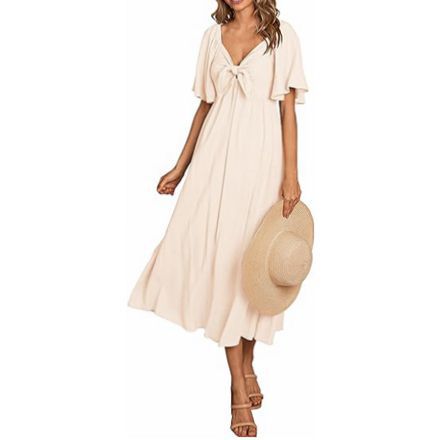 Airy maxi dress for women with a nostalgic knot design Lune London