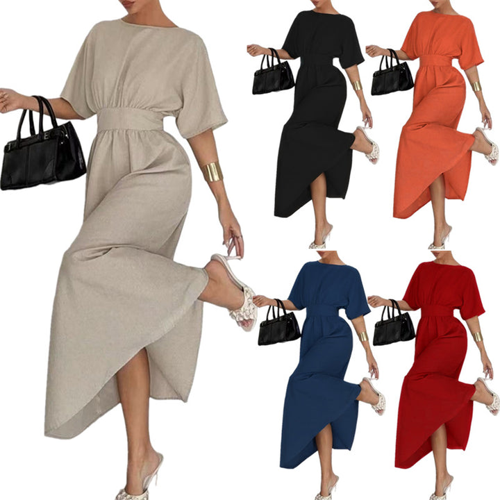 Elegant midi dress for women with back neckline and bow ribbons Lune London