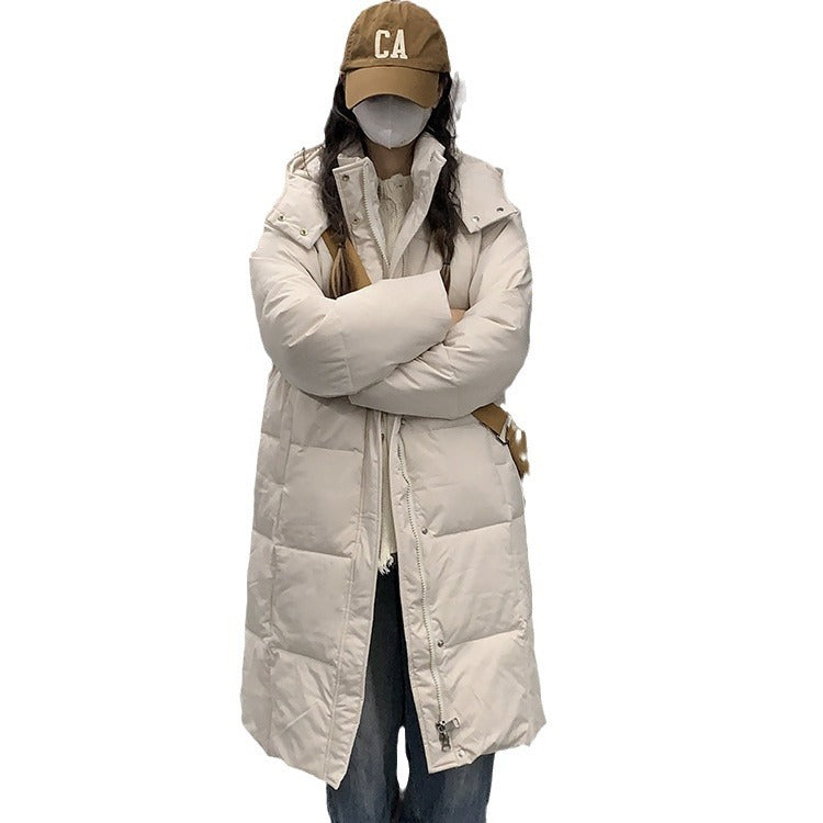 Ladies Long Quilted Coat with Practical Pockets Lune London