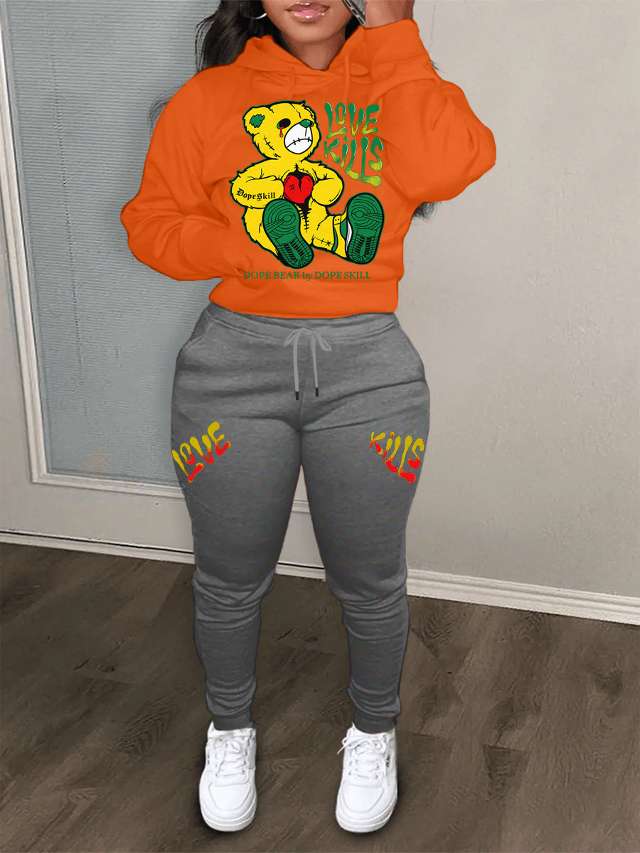 Women’s hoodie and jogger pants set with a trendy printed design Lune London