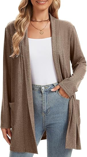 Veste en tricot à manches longues pour femmes, ouverte à l'avant et avec poches Chic & Stil