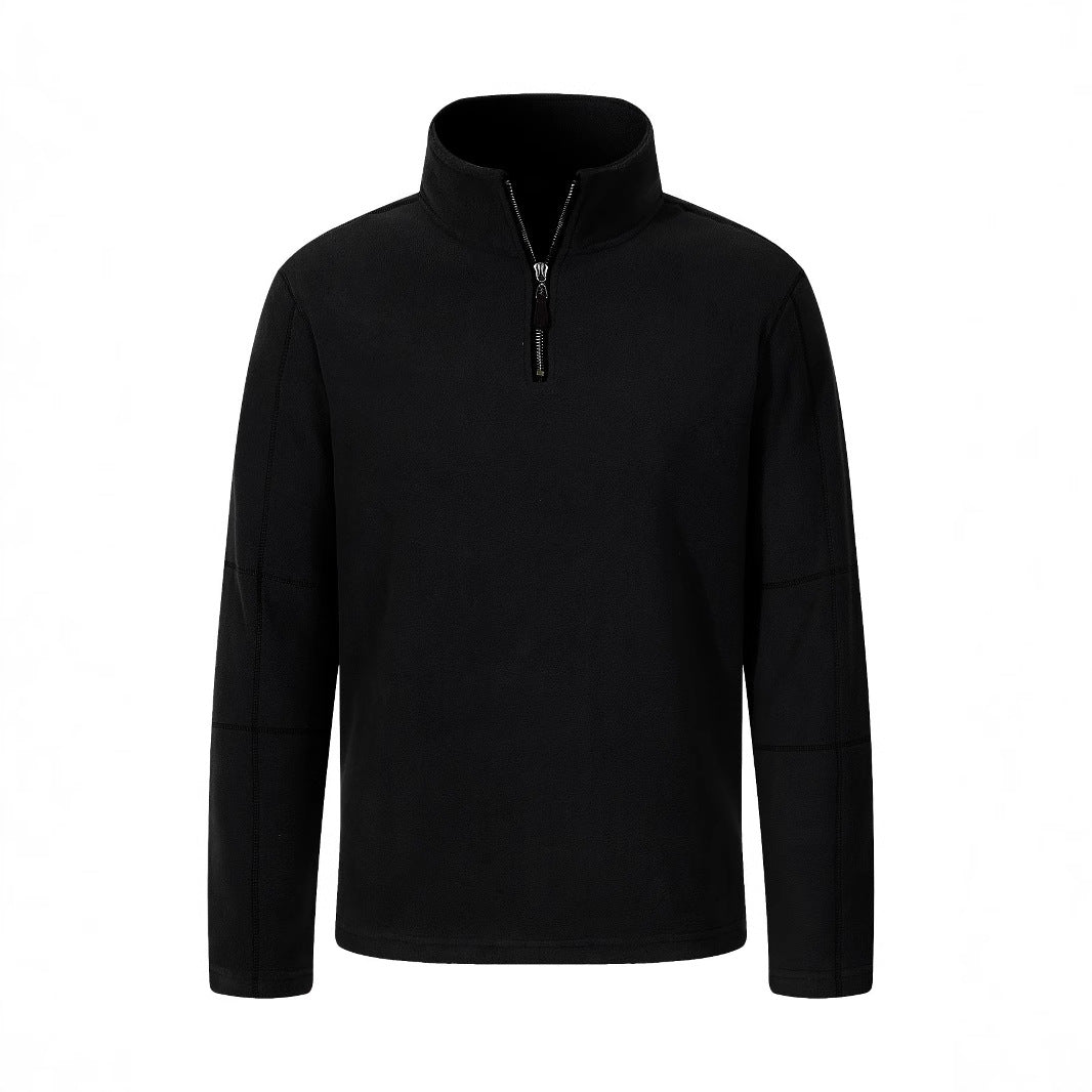 Fleece pullover for men with half-zip and high collar Lune London