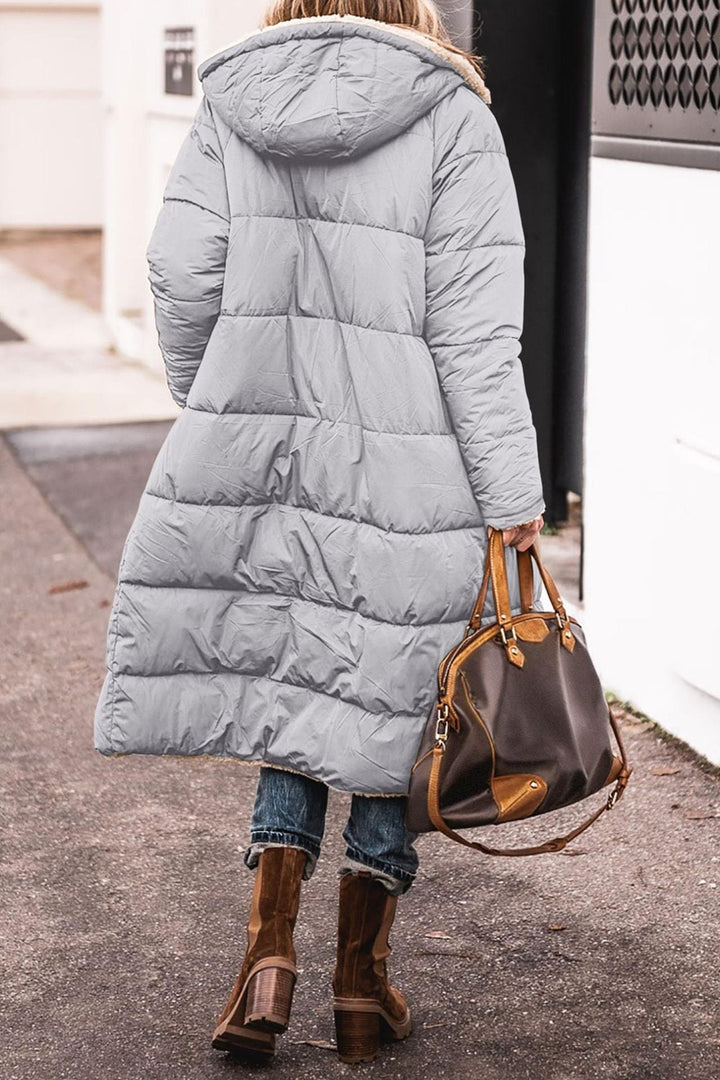 Women's Long Padded Winter Jacket with Hood and Stylish Cut Lune London