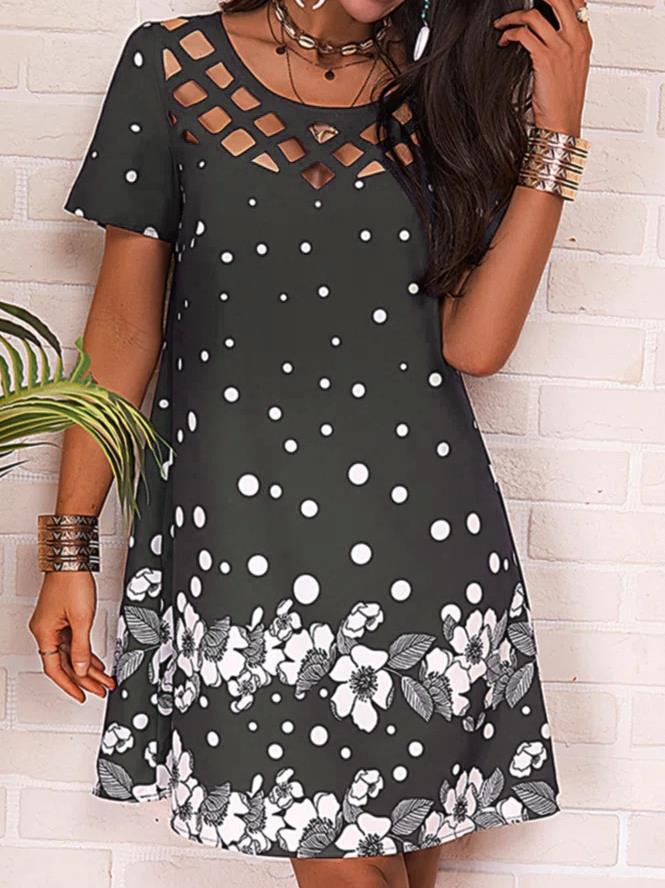 Leisure dress for women with a unique cut design and a floral accent Lune London