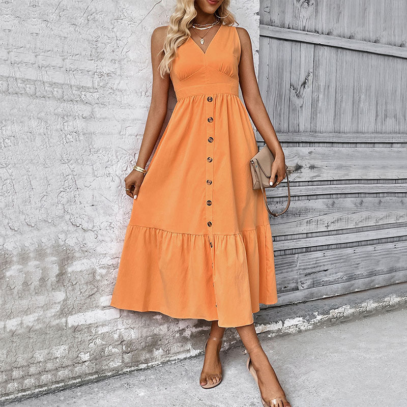 Maxi Button Dress for Women with Fluid Chic Skirt and Style