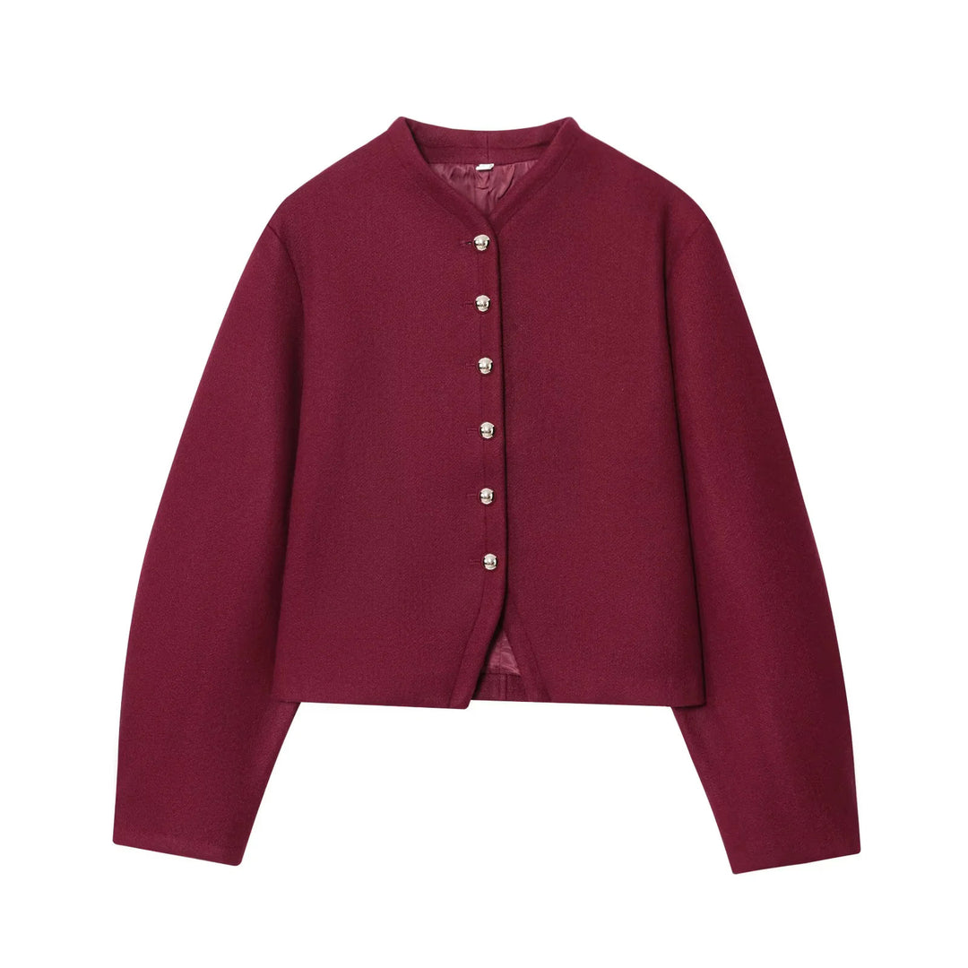 Elegant ladies knitted cardigan with textured fabric and shiny buttons Lune London
