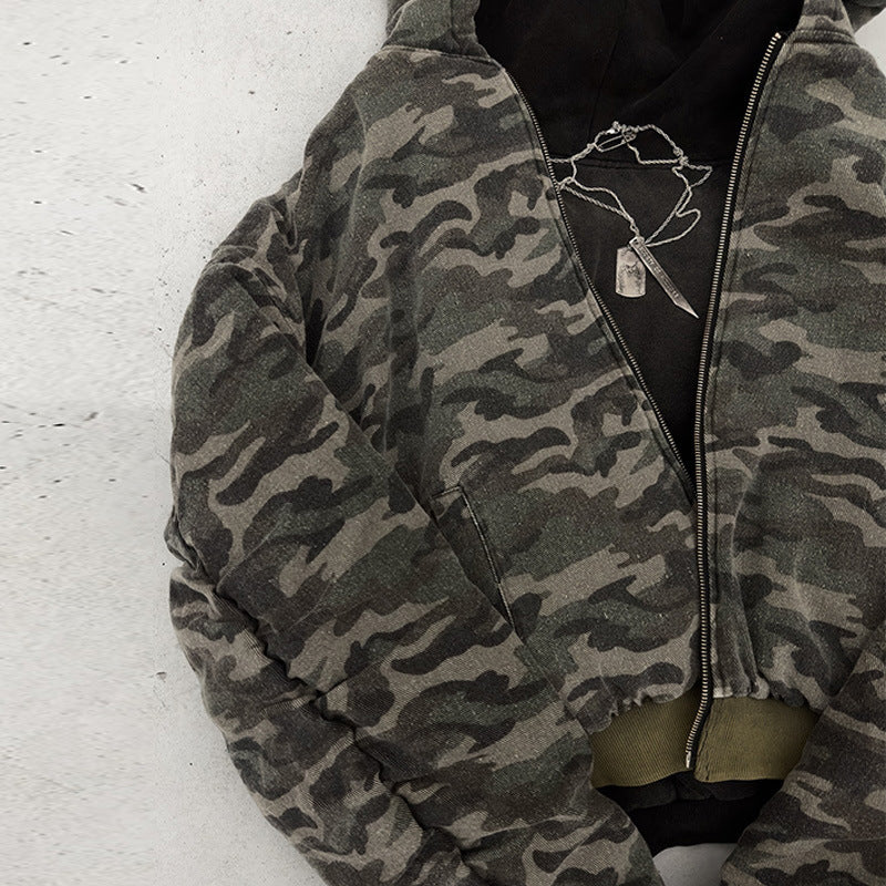 Veste bomber camouflage décontractée pour femmes avec double matériau Chic & Stil