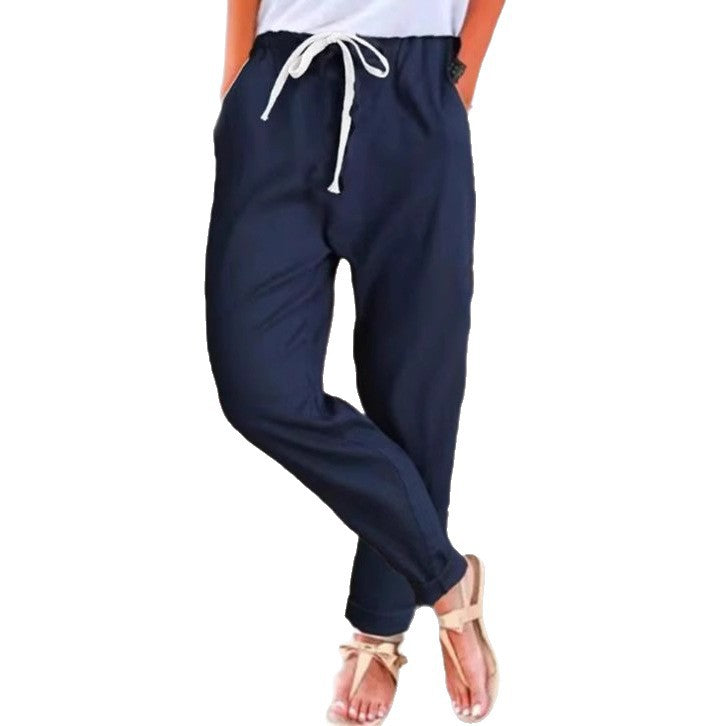 Pantalons décontractés élégants pour femmes avec ceinture élastique et ceinture à nouer Chic & Stil