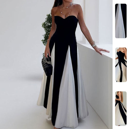 Robe de soirée élégante pour femmes avec encolure en cœur et inserts verticaux Chic & Stil