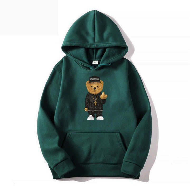 Women’s hoodie with artistic bear design and kangaroo pocket Chic & Stil