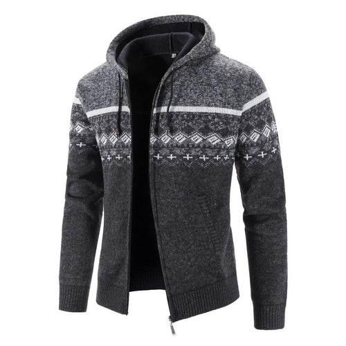 Men's knit jacket with hood and elegant patterns Lune London