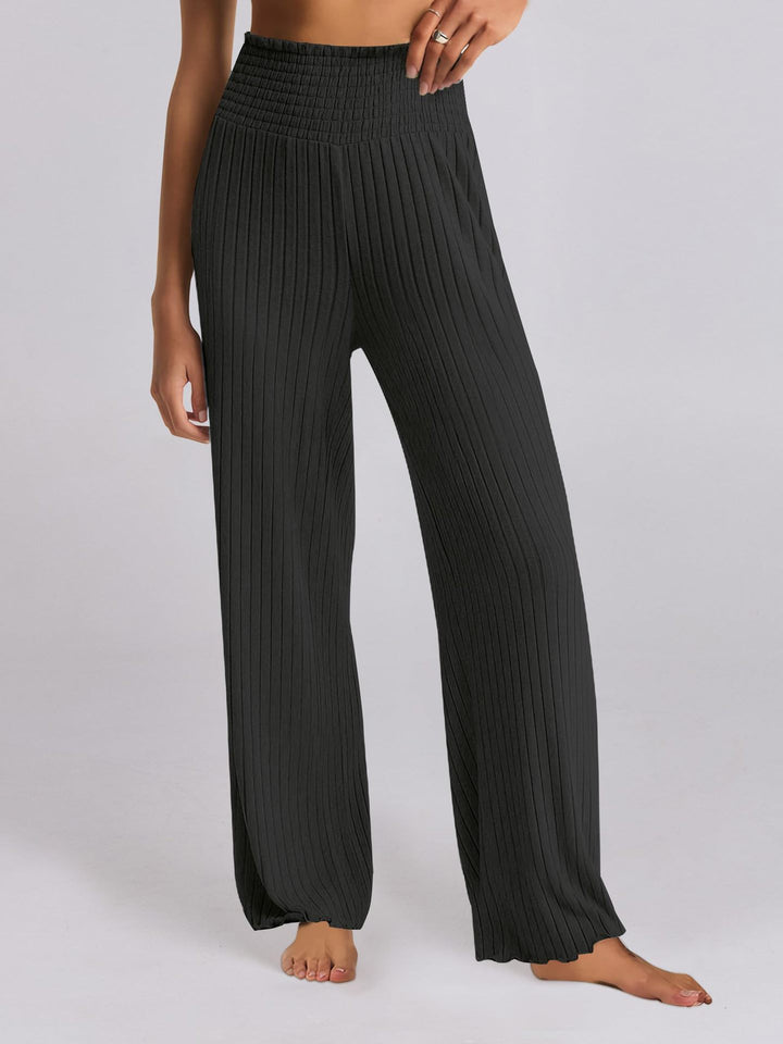 Lune London Wide Ribbed Palazzo Pants for Women