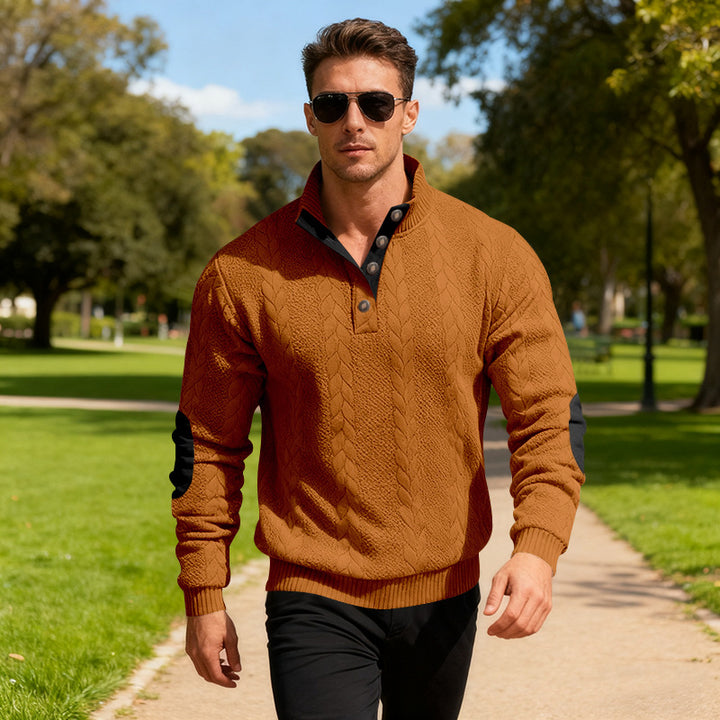 Knitted sweater for men with modern collar and elegant contrasting details Lune London