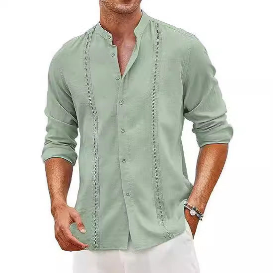 Men's leisure shirt with mandarin collar and buttons Lune London