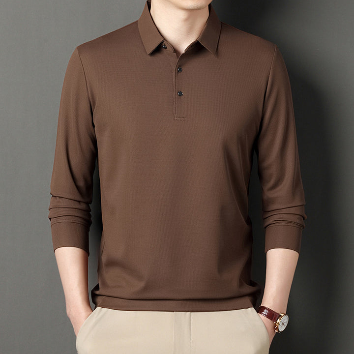 Modern long sleeve polo shirt for men in breathable functional material Lune London